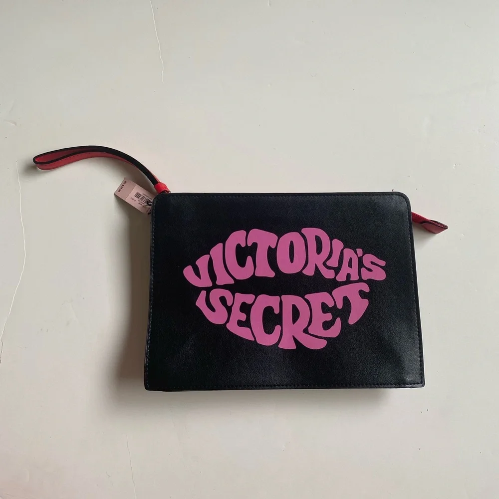 NWT Victoria’s Secret Just Add Lipstick Black Clutch Makeup Bag